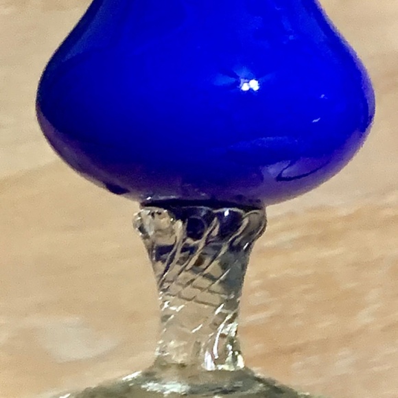 Murano Colbalt Blue Venetian Glass Candy Stripe Vase - Picture 7 of 9